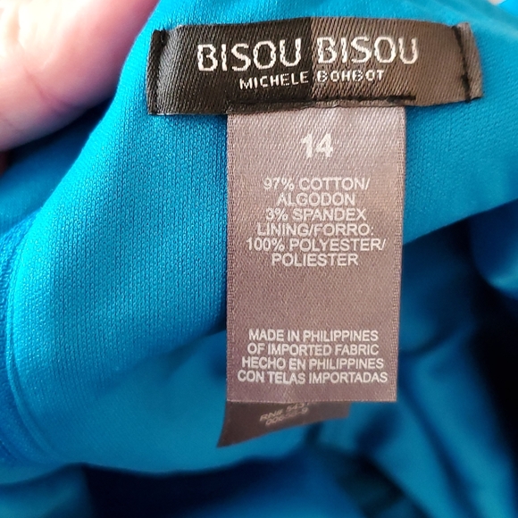 Bisou Bisou teal blue adjustable straps dress 14 - Picture 8 of 8